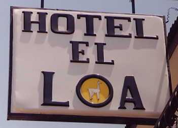 Llama on hotel sign