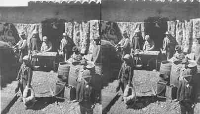 Stereoview picture of vicuna rugs in Bolivia