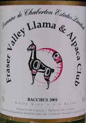 Fraser Valley Llama club wine label